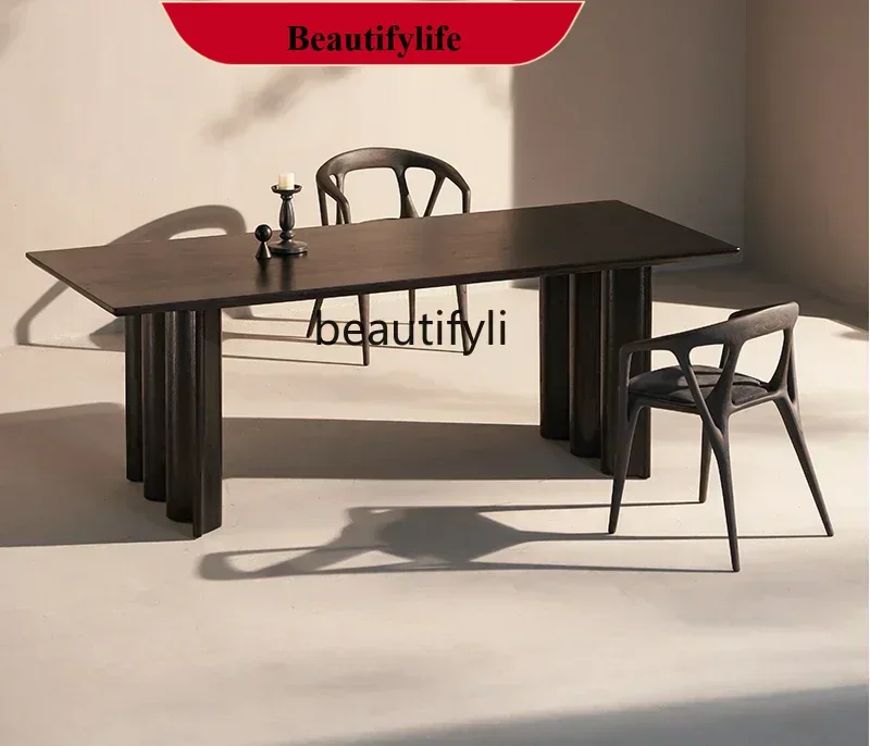 D178   Medieval style long table modern simple solid wood dining table log style home dining table designer rectangle