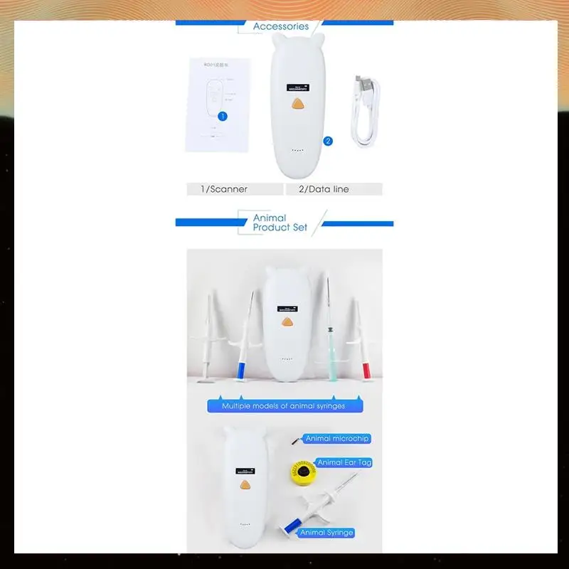 

134.2Khz Animal RFID Reader 125Khz Pet ID Reader Rechargeable Animal Chip Scanner FDX-B Glass Chip Tag Reader-Y05A