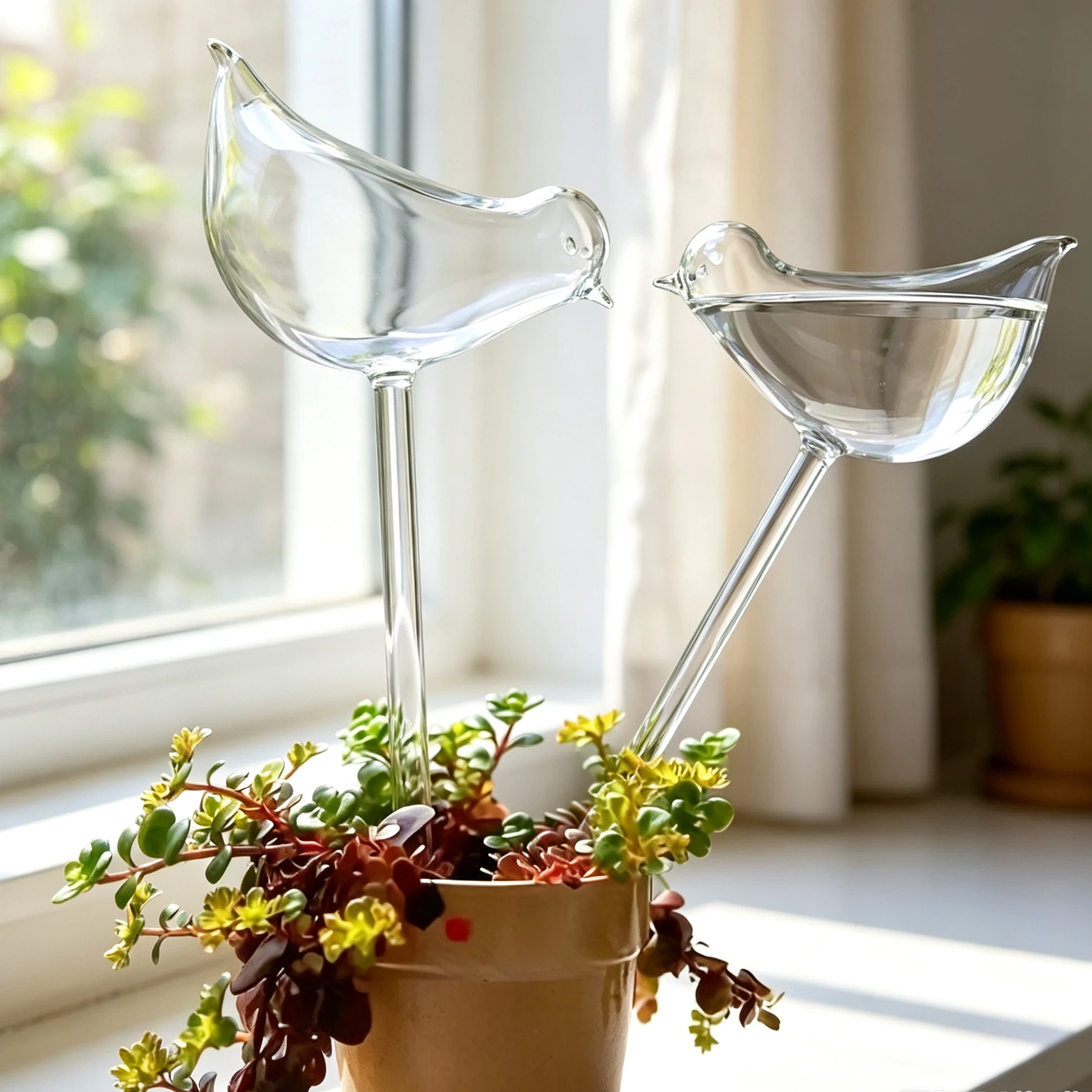 2pcs Bird-Shaped Self-Watering Globes Automatic Flower Watering Potted Plants Irrigation Tools Stakes Drip Water Seepage Device