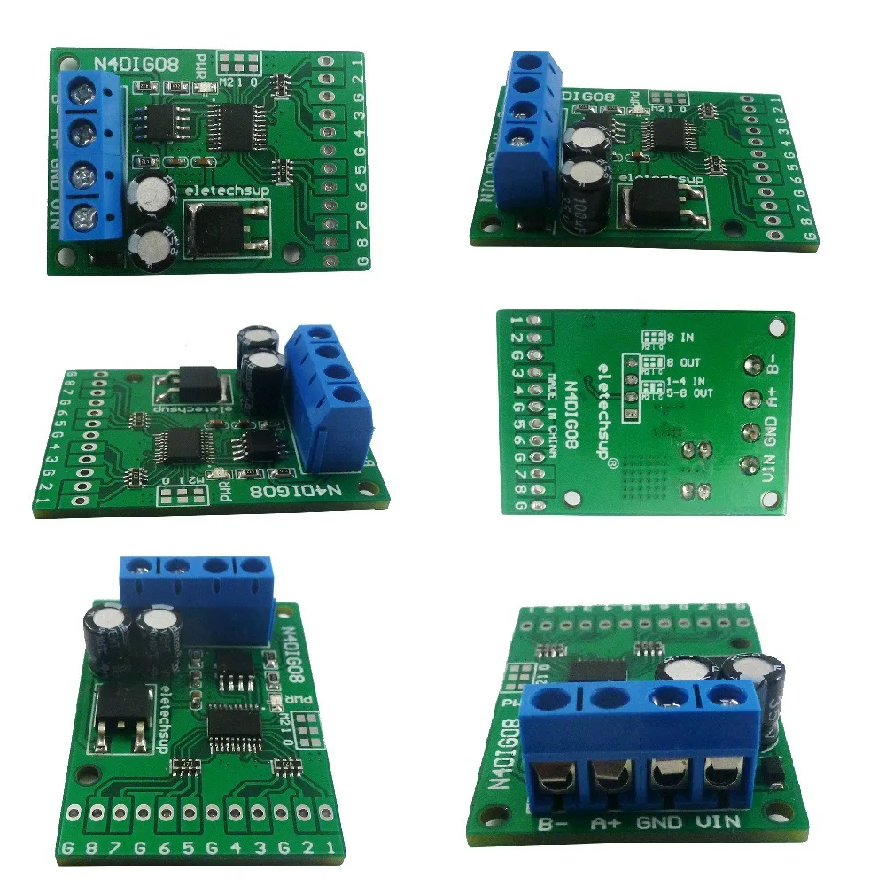 1pcs N4DIG08 8CH Digital Input Output Module - RS485 Interface NPN PNP TTL Switch Acquisition Controller for Automation