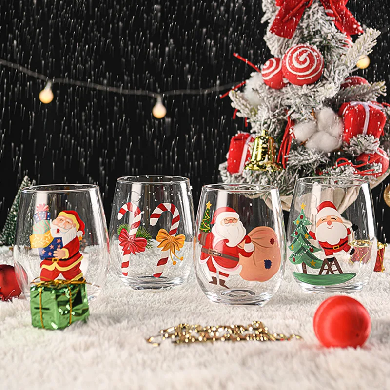 

Christmas Series Glass Cups, Household Water Egg Cups Tea Cups Drinking Utensils,High-value Christmas Atmosphere Decor Ornaments