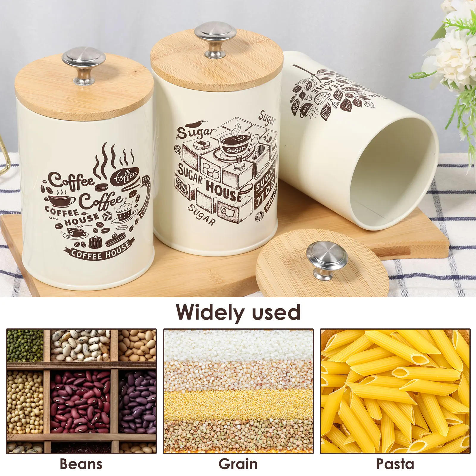 3 Stuks Thee Koffie Suikerbussen Met Deksel Metalen Voedselopslag Kan Veelzijdige Thee Koffie Suikercontainer Voor Keuken Opslag Leveranties
