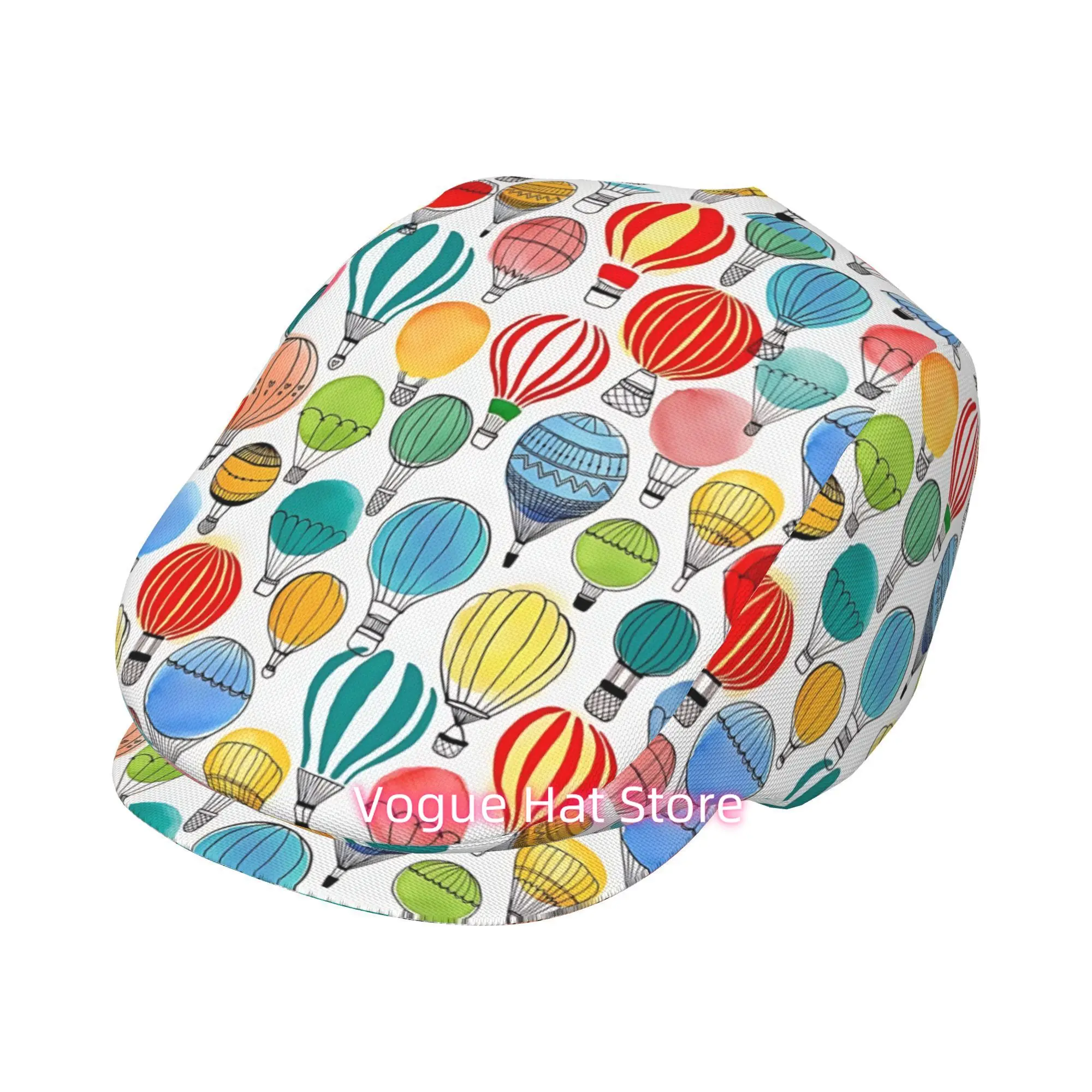 1pc Colorful Hot Air Balloon Journey for all-Over Printed Beret, Retro Newsboy Cap, Unisex, a Must-Have Fashion Accessory for Ou