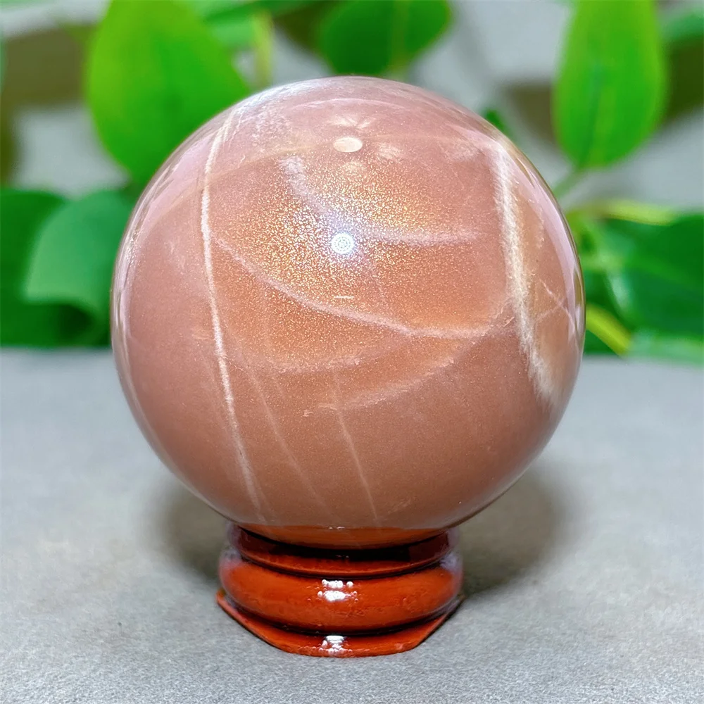 Orange Moon With Gold Sun Sphere Crystal Natural Quartz Stone Home Decoration Minerals Reiki Craft Gifts Energy Healing +Stand