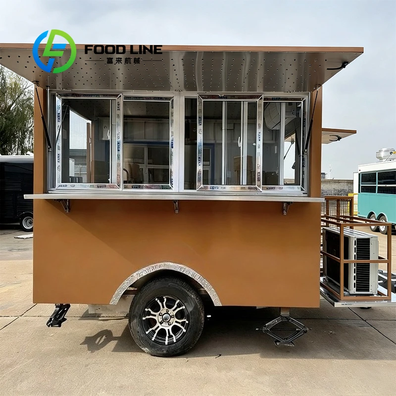 Customizable Commercial Catering Concession Trailer Stainless Steel Frame 2 Compartment Sink Storage Shelves
