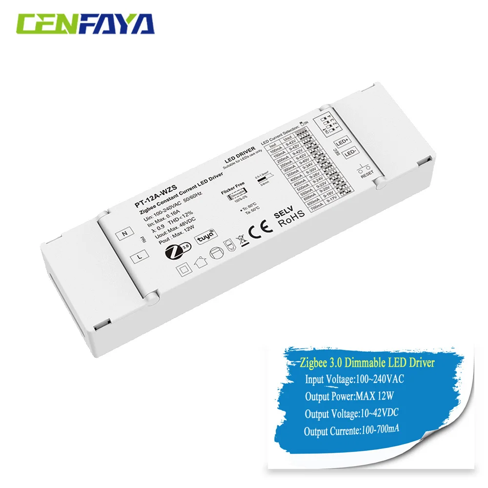 Zigbee 3.0 Constant Current 12W LED Driver Tuya APP Voice Smart Control Dimmable LED Power Supply Transformer for Amazon Alexa