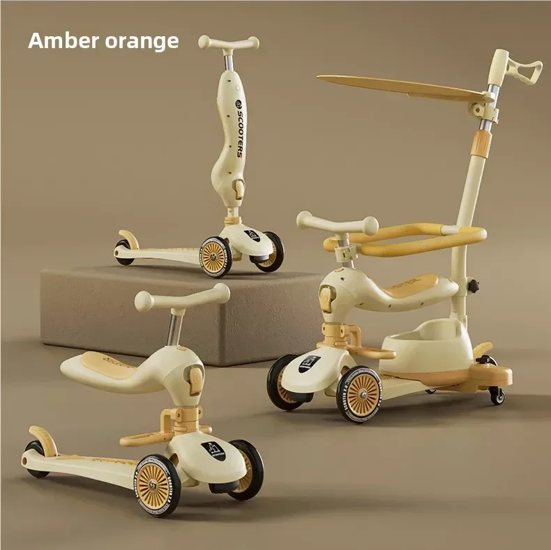 Roller für Kinder, Folding, 3-Rad-Skateboard, Tricycle, Baby, tragbar, Kinderwagen, Hoverboard, spielt, Musik, Balance, Multimodal