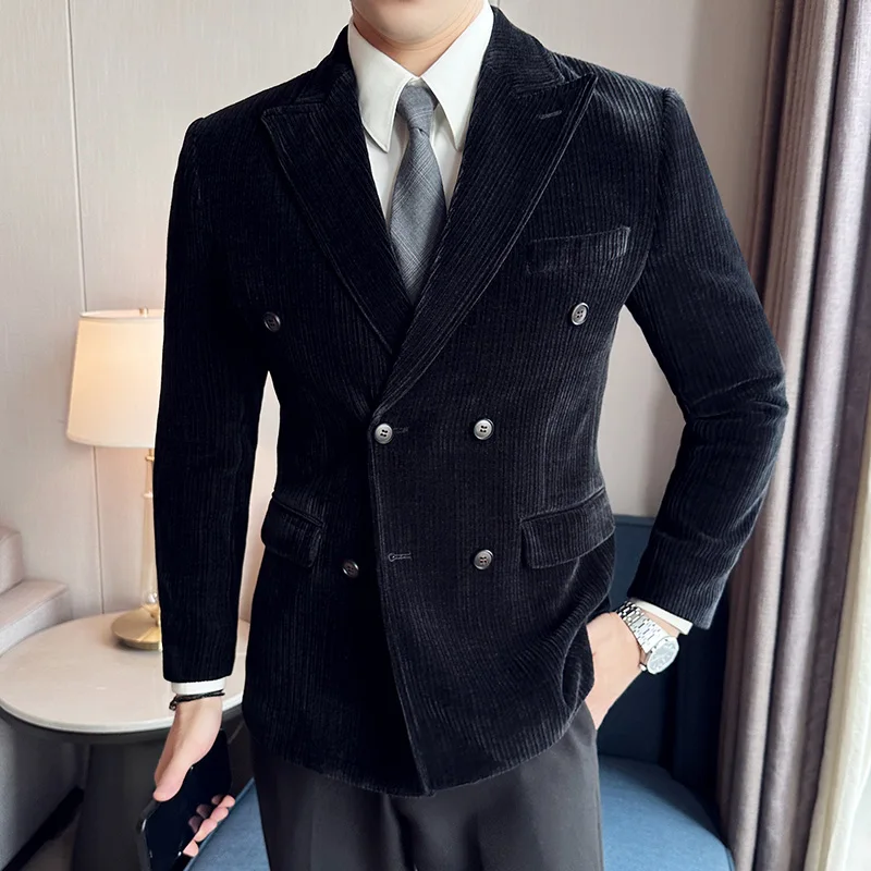 Brand Clothing Men\'s Corduroy Suit Jackets/Male Slim Fit Fashion High Quality Tuxedo/Man Spring Autumn Blazers Office Dress