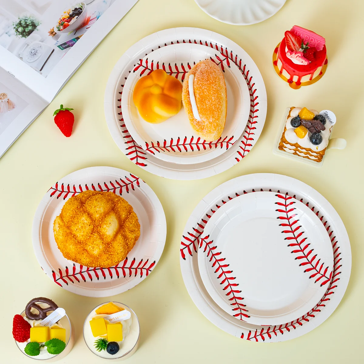 10/25/50Pcs Baseball Print Disposable Paper Plates Heavy Duty Tableware for Kids Baseball Birthday and Game Day Parties image 5