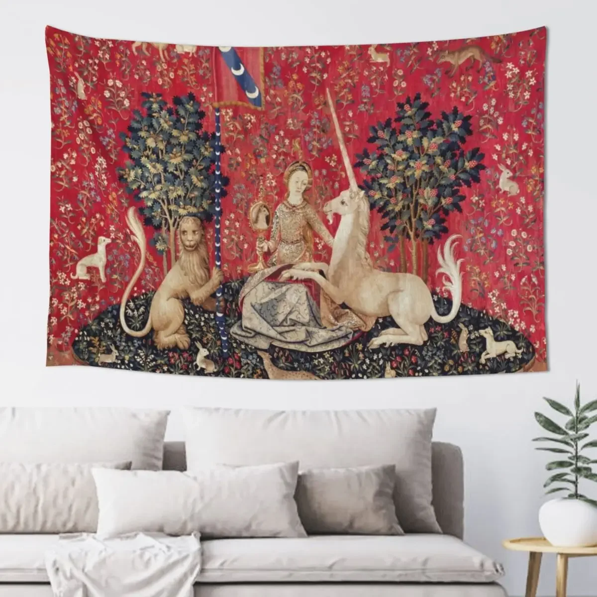 

Lady and Unicorn Medieval Tapestry Funny Bedroom Decoration Korean Room Decor Tapestry