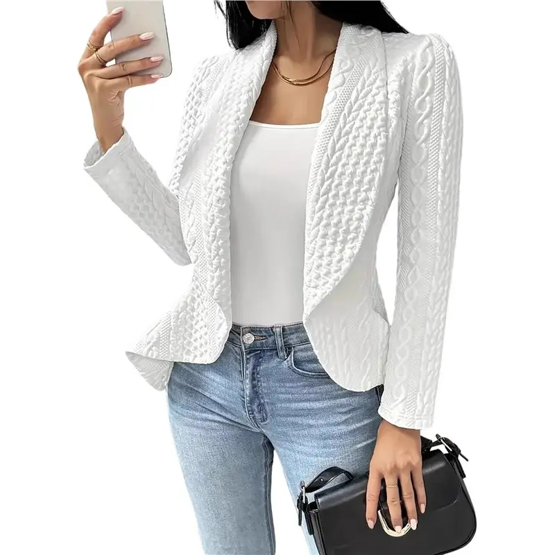 

CYL-Blazer For Women Business Casual Long Sleeve Solid Blazer& Suit Jackets Office Button Knit Cardigan