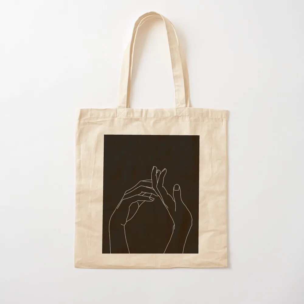 

Hands one line illustration - Abi Black Tote Bag shoping bag Women's handbag tote bag screen Women's bags Canvas Tote