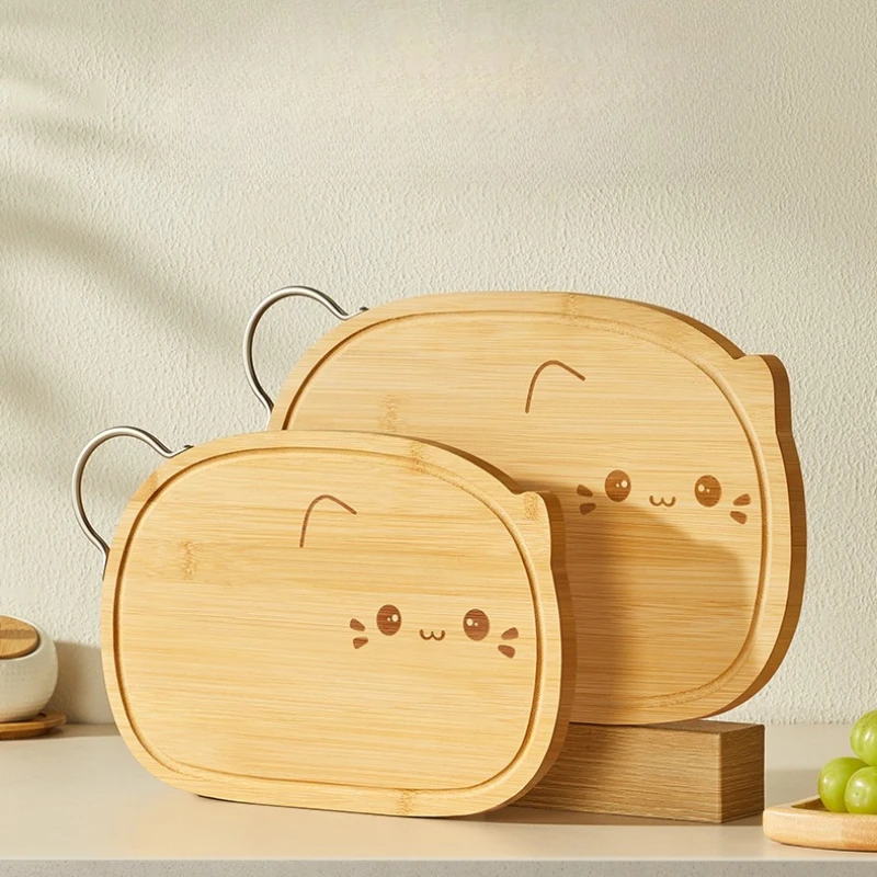 

Household Bamboo Cutting Board Kitchen Cutting Board Creative Cat Cutting Board Fruit Complementary Food Cute