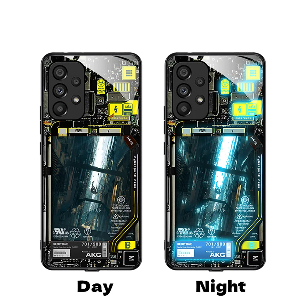 Punk City Luminous Music Smart LED Flash Lighting Phone Case For Samsung S24 S23 S22 S21 S20 FE Note 10 20 Plus Ultra A54 A14