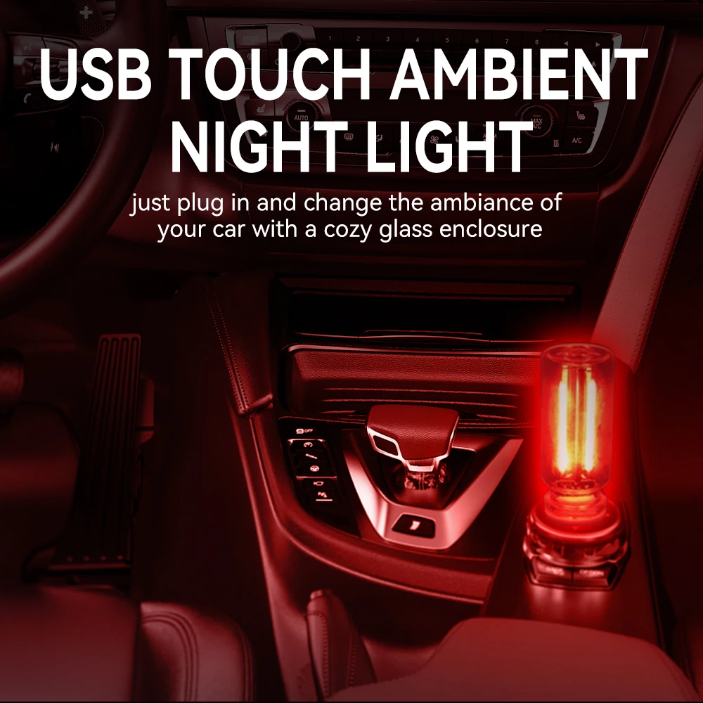 USB Touch Dimming LED Filament Glass Bulb 5V Retro Edison Bulb Night Light Car Decoration Incandescent Eye Protection Lighting