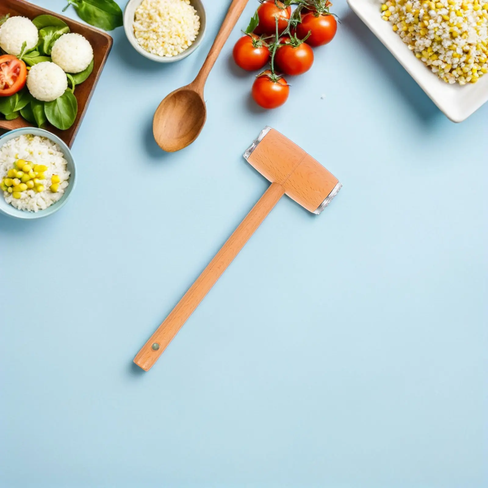 2Pcs Beech Wood Meat Tenderizer Kitchen Tool Dual-Sided Hammer Mallet for Chicken Steak Pork Beef Effective Meat Softener