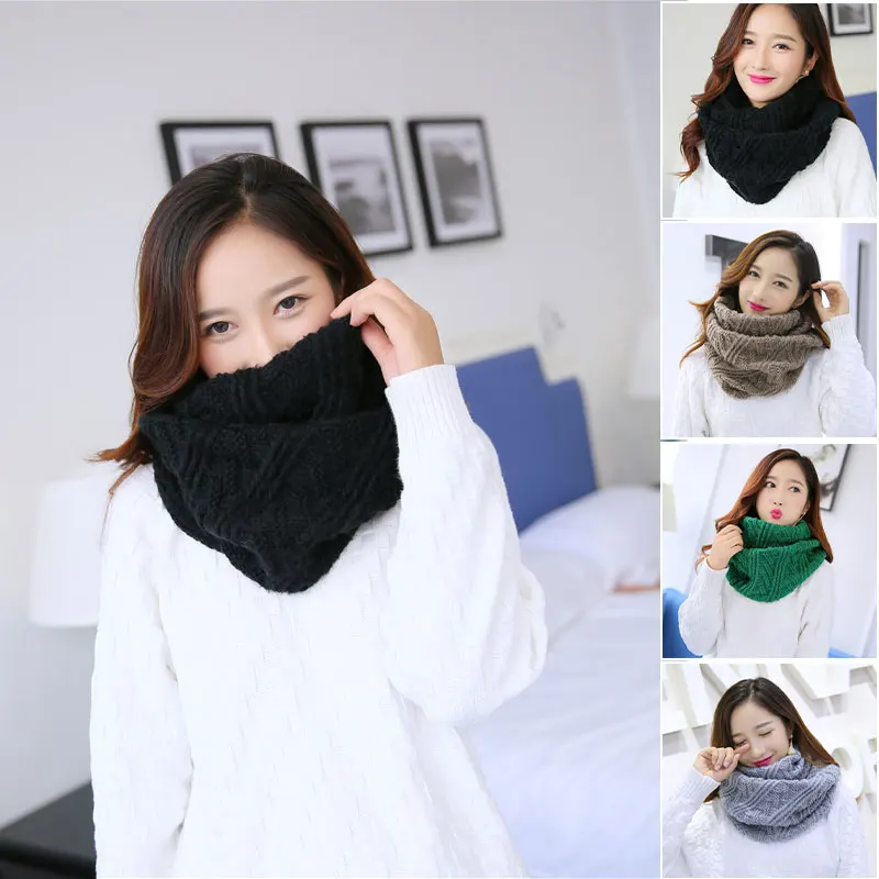 Unisex Winter Soft Chunky Knit Circle Loop Infinity Scarf Classic Fashion Neck Warmer Scarf Comfortable Soft Warm Knit Scarves