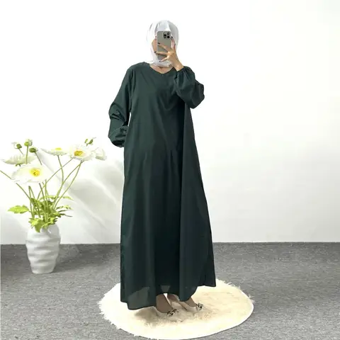 겸손한 드레스 이슬람 라마단 맥시 드레스 전체 슬리브 캐주얼 인쇄 꽃 캐주얼 가운기도 드레스 여성 Abayas