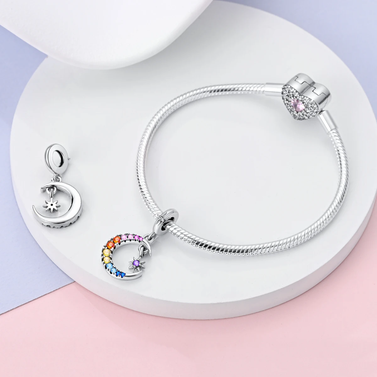 925 Silver Blue Summer Earth Sun Moon Charms Fit Original Bracelet Necklace DIY Beads For Jewelry Making