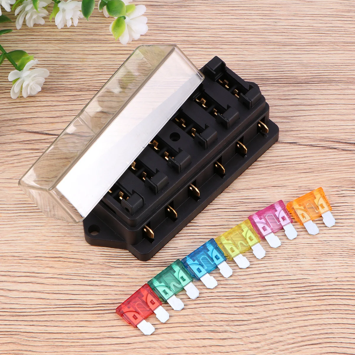 

6 Way Fuse Box Holder Block Electric Automotive Fuse Block For Car Boat Marine Truck Snap -Proof Cover Sturdy Tin-Plated
