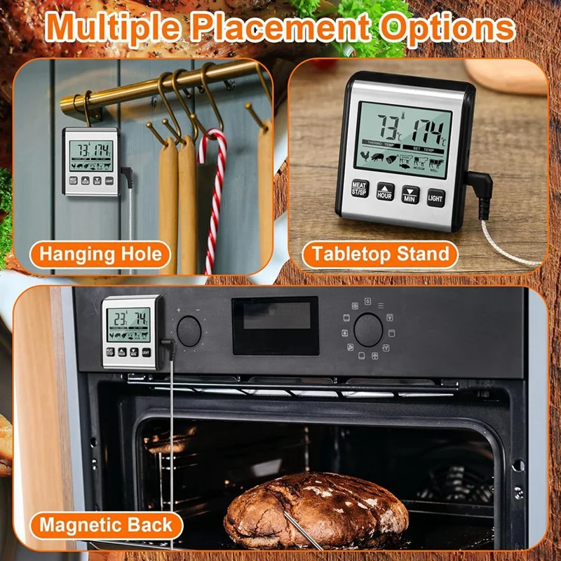 2Pcs TP710 Digital Cooking Meat Thermometer, Large LCD Backlight Food Thermometer With Stainless Steel Probe Promotion