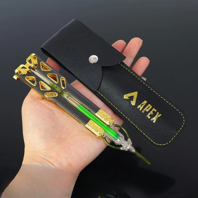 In Voorraad 21 cm APEX Hero Vlinder Mes Zwaard Wapen Non-Sharp Blade Game Peropheral met Lederen Case voor kinderen Verjaardagscadeautjes