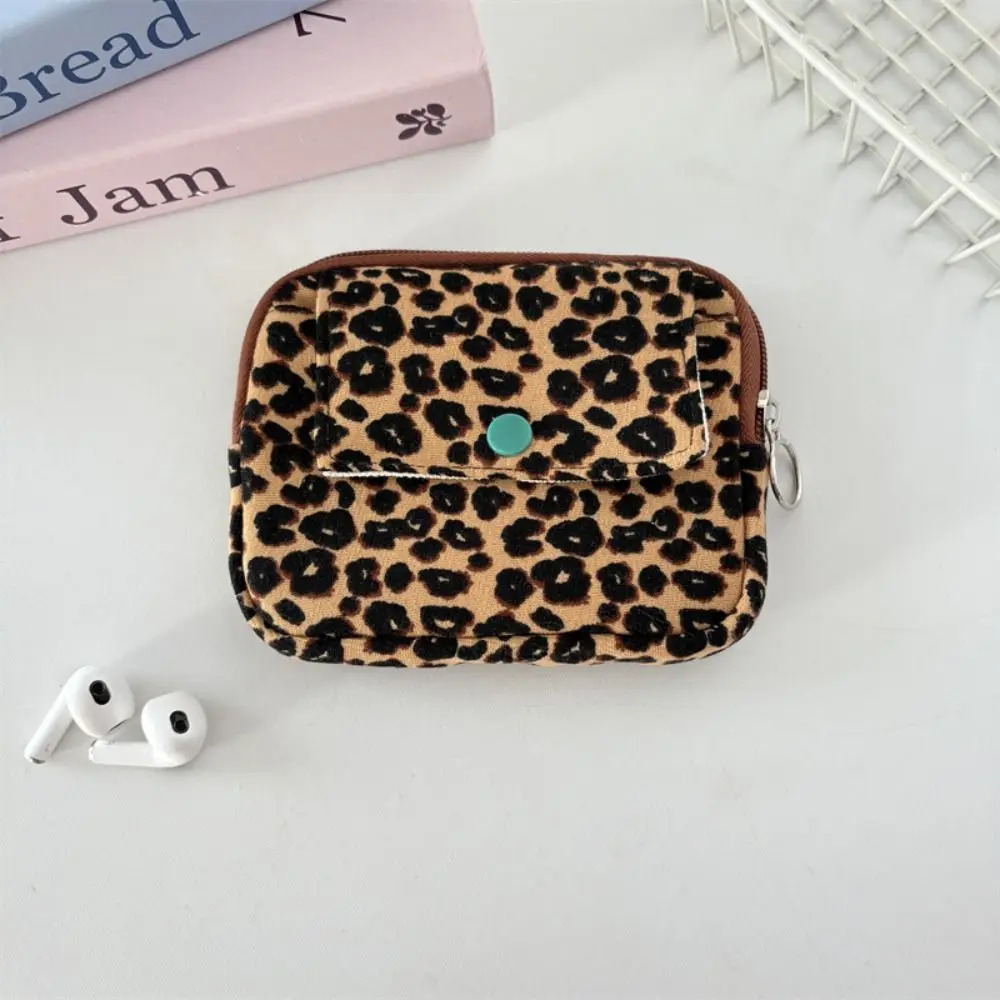 

Leopard Print Corduroy Printed Storage Bag Polka Dot Small Floral Print Ethnic Style Coin Purse Flower Cute Small Cosmetic Bag