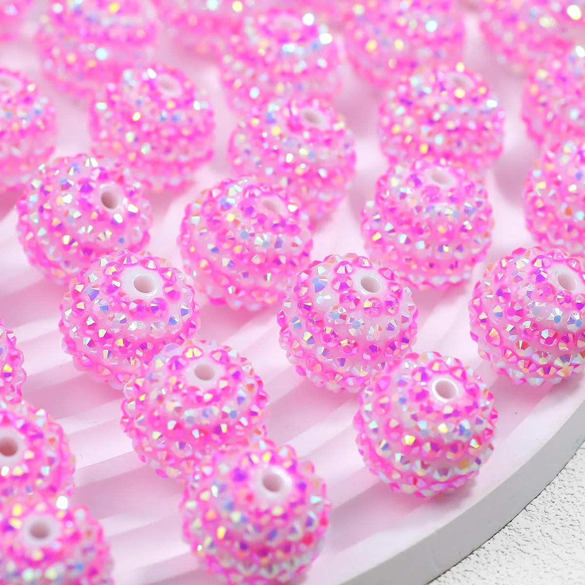 20 mm große Shambhala-Perlenkugel aus Acryl in Babyrosa für die handgefertigte DIY-Schmuckherstellung – lose Perlen und Accessoires