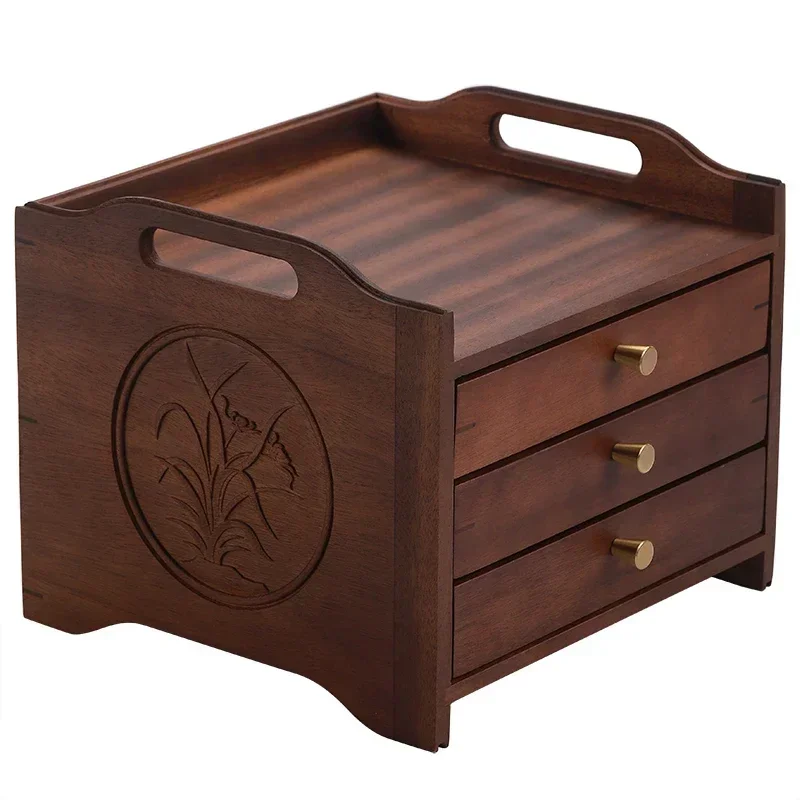 Caddies de té estilo cajonera, caja de pastel de té de madera de nogal multicapa, estuche de almacenamiento de alta calidad para el hogar, cajón apilado creativo