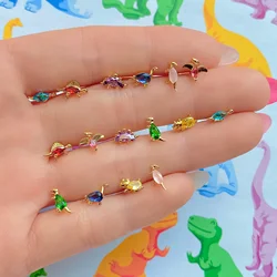 Korean Style Gold Color Animal Minimal Crystal Star Ear Earring Women Small Dinosaur Stud Tragus Cartilage Piercing Jewelry