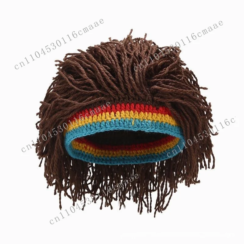 Funny Headsets, Dirty Braids, Knitted Hats, Men's and Women's Trendy Personality, Warm Knitted Wigs, Hats, Trendy
