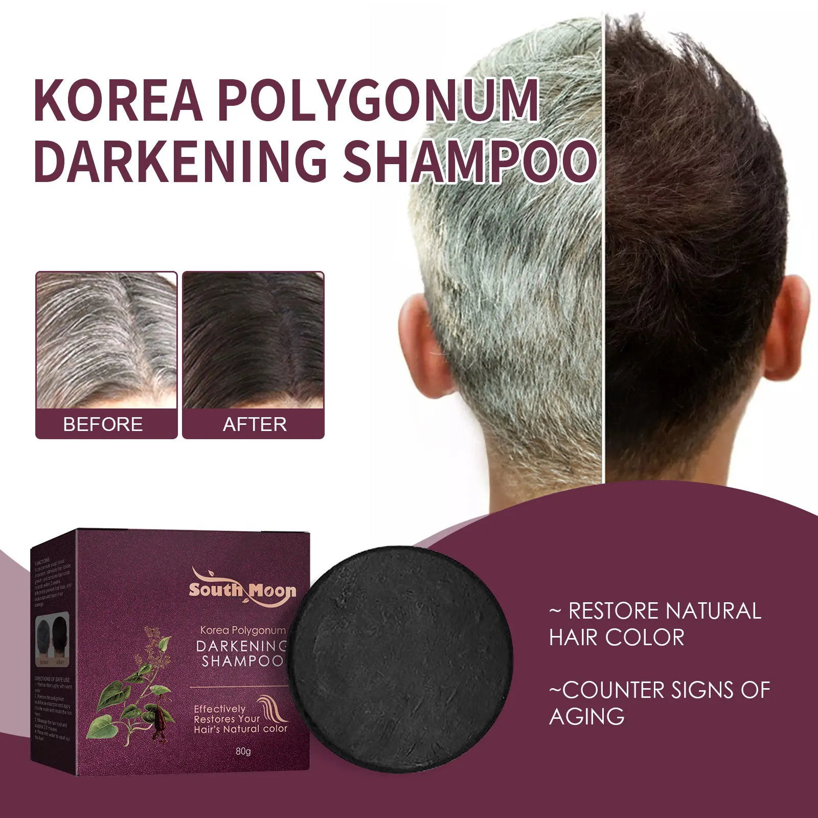 Polygonum multiflorum shampoo soap restores natural hair color brightens black hair  strengthens and nourishes hair roots
