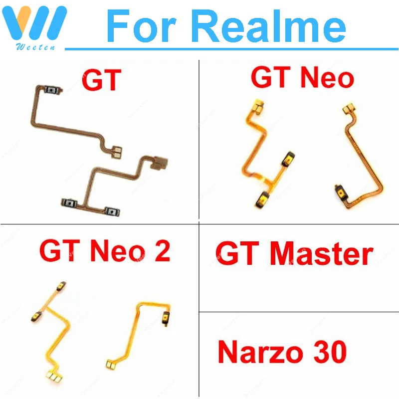 Power Volume Buttons For Realme GT Neo 2 GT Master Narzo 30 4G 5G ON OFF Power Volume Side Keys Button Flex Cable Ribbon Parts