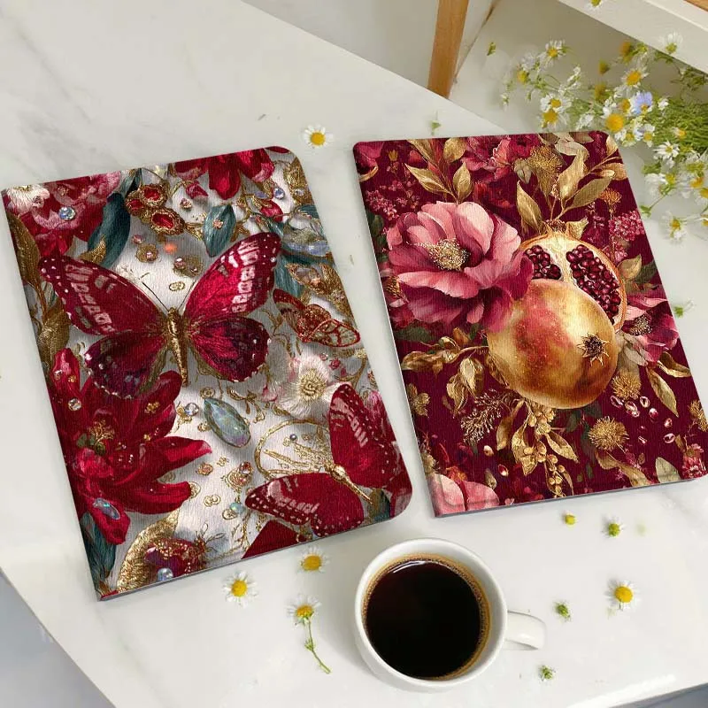 

Red Butterfly Flower Pattern Tablet Case For Huawei Honor MatePad MediaPad Air 5 6 7 11 V6 V7 V8 V9 X9 X8 T10 T10s C5e T5 Gift