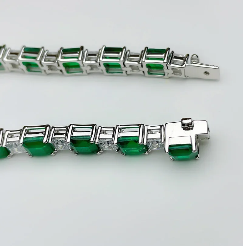 Fine Jewelry Modern 925 Sterling Silver Vinci Hot Sale Green Emerald Bracelet