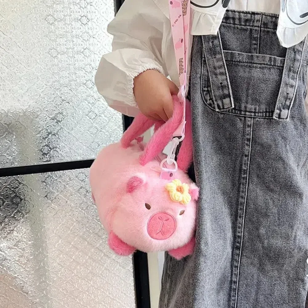 حقيبة الهاتف PP القطن كابيبارا دلو حقيبة الكورية نمط لينة الكرتون الحيوان حقيبة يد النحل زهرة دمية حقيبة كتف الفتيات