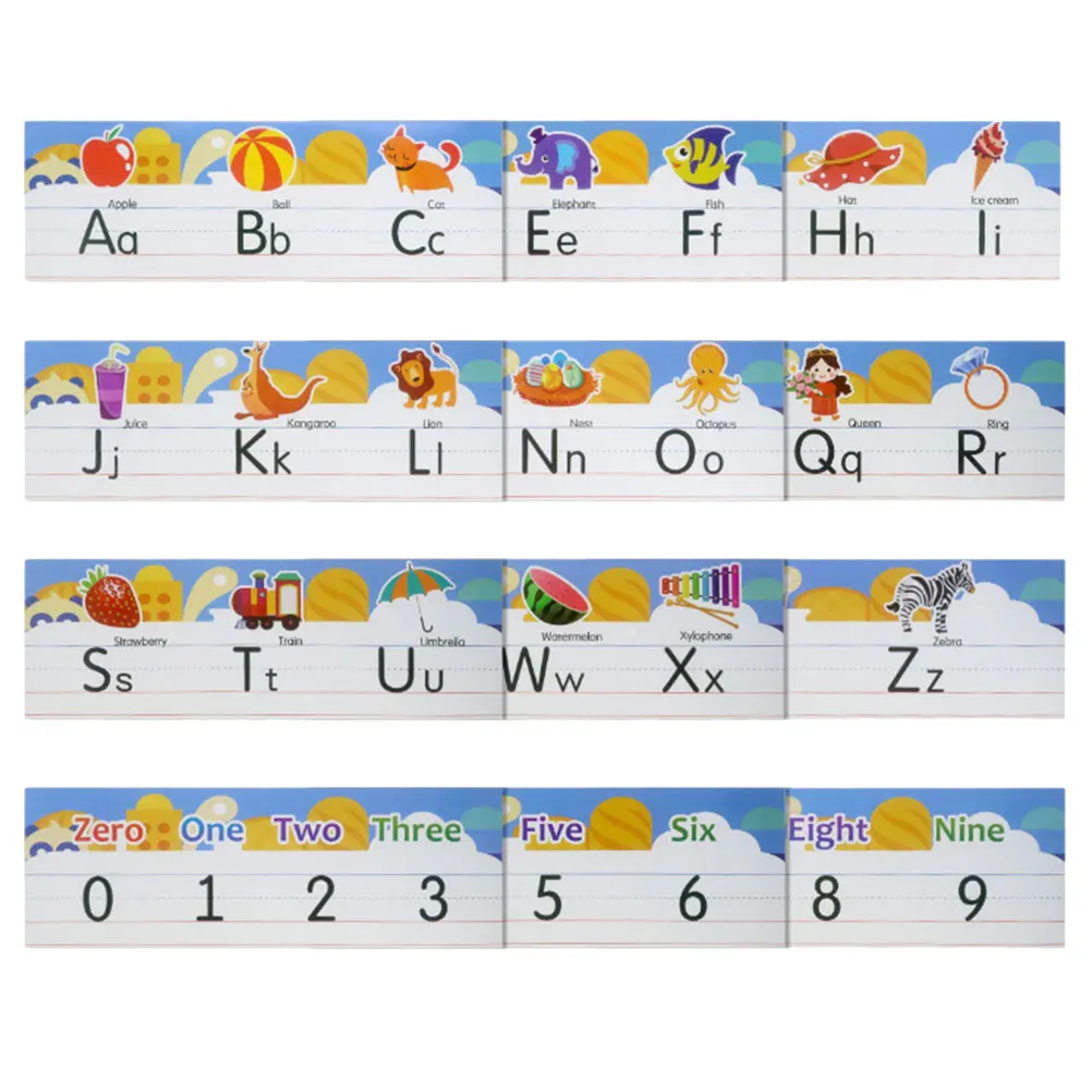 

1 set Alphabet Number Bulletin Board Adhesive Chart Decor Classroom Wall Sticker Teaching Kids Letters Numbers