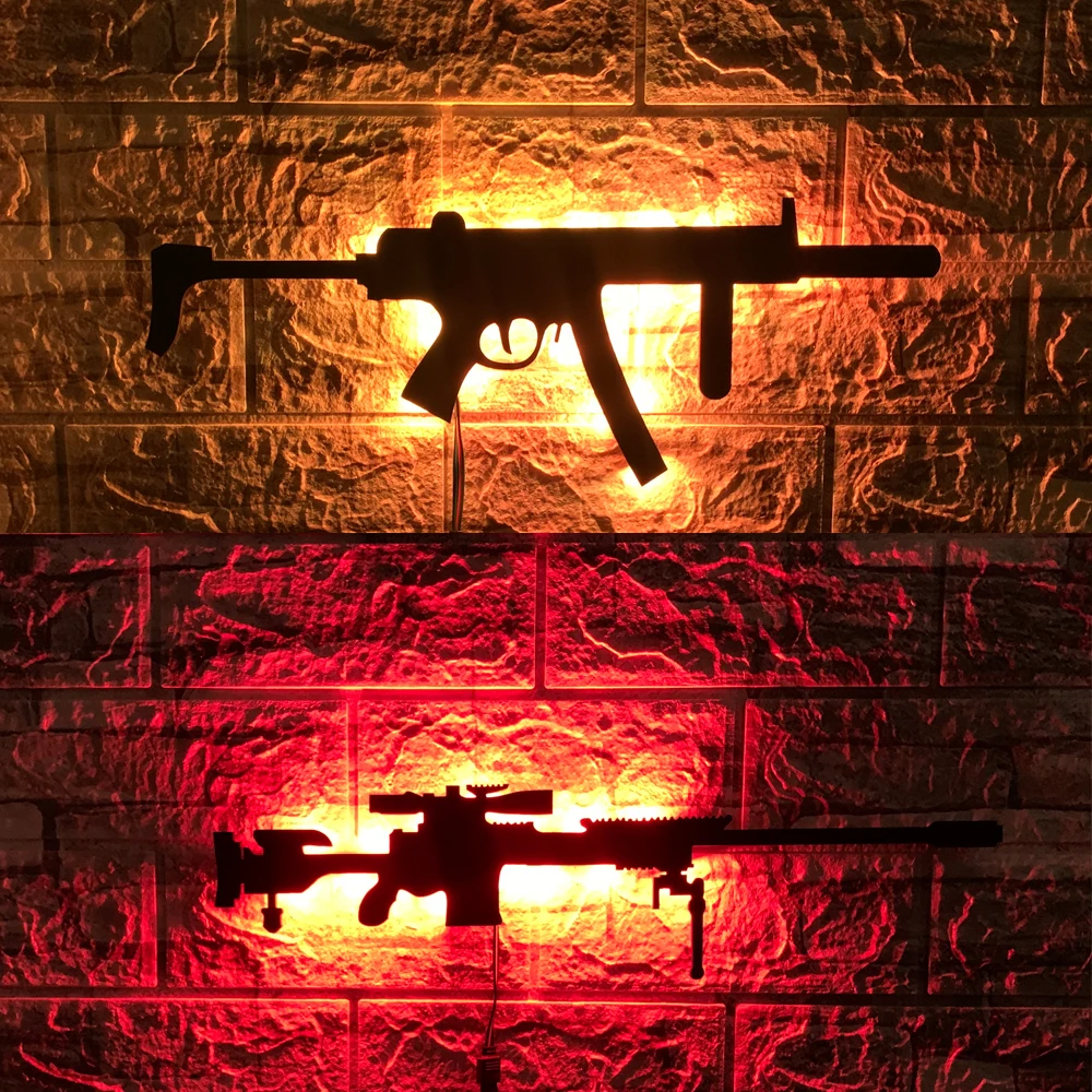 

ZK50 Best-selling Military Fan Firearms Style Luminous Hanging Picture LED Wall Lamp Interior Decoration Night Light