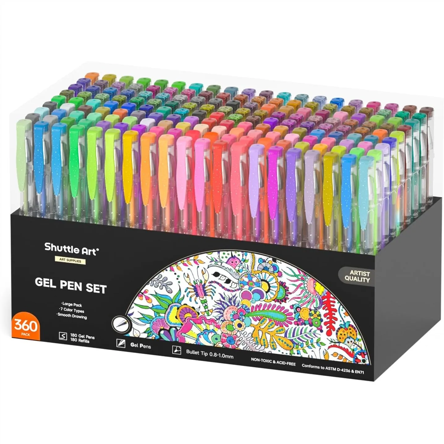 

360 Pack Gel Pens Set with Refills for Adult Coloring Books Drawing Doodling Art Supplies