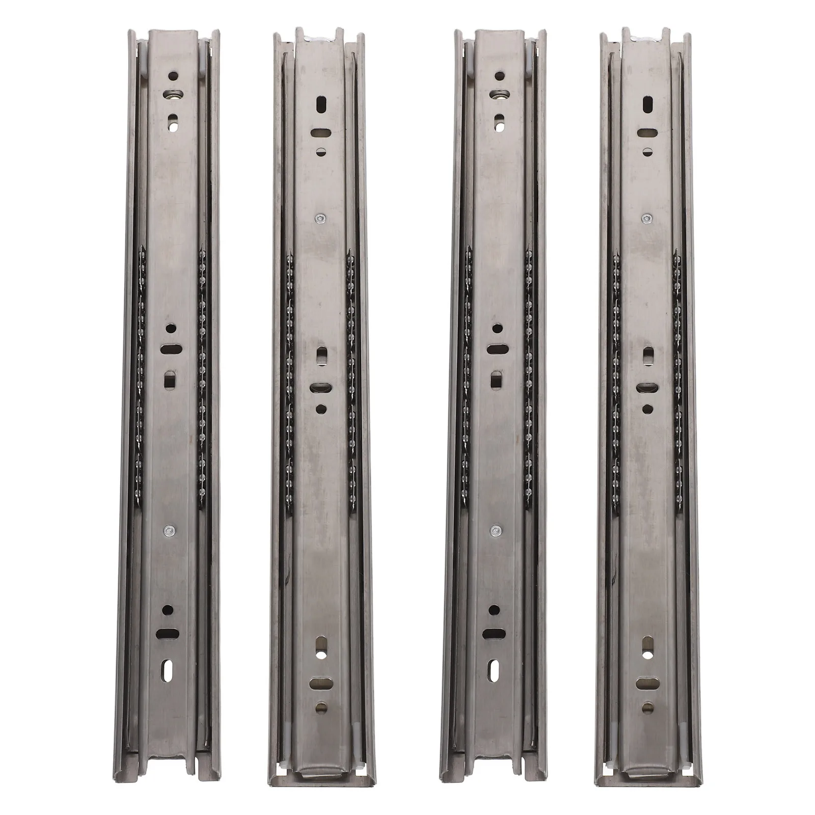 

4Pcs 3 Fold Drawer Slides Side Mount 14 Inch Heavy Duty Metal Rails for Office Desk Dresser Cabinet Sliding Track