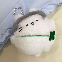 Cute Headphones Kitten Couple Keychain Mini Crying Cat Doll Plush Keyring Cartoon Dog Bee Bag Pendant Charms Backpack Decoration