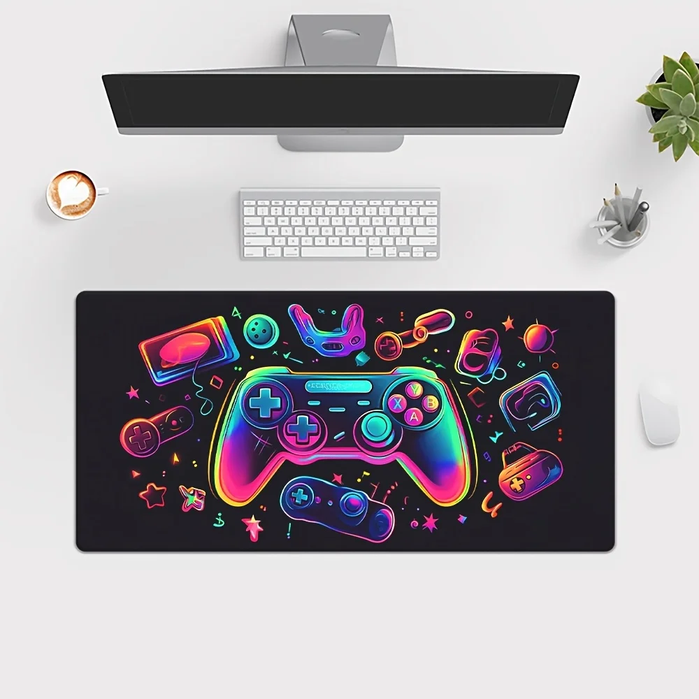 

Большой коврик для мыши с рисунком геймпада XXL, игровой коврик для мыши 900x400 мм, HD-печать, нескользящий резиновый коврик для стола для офиса и геймерской клавиатуры