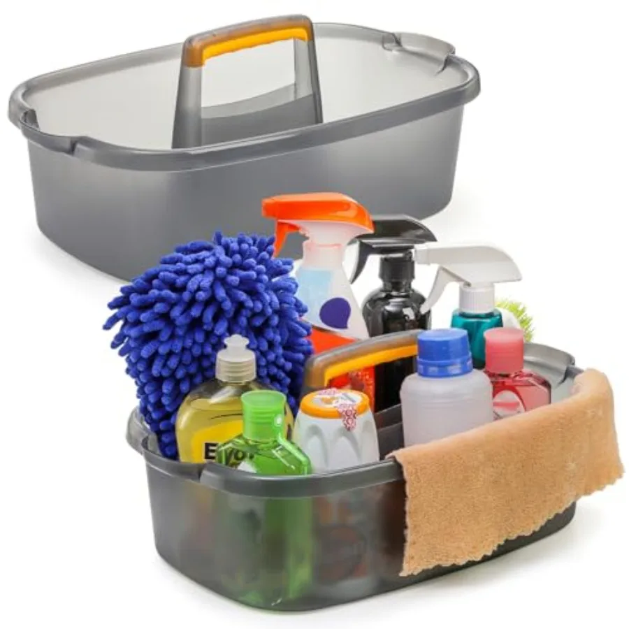 

2 Pack Cleaning Supplies Caddy, Plastic Large Cleaning Supply Storage Bucket with Handle, Portable Shower Tote Caddy Household