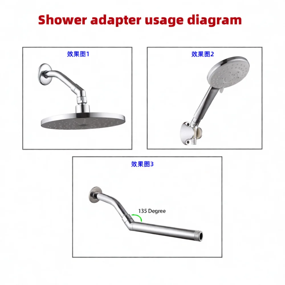 Durable Brass Shower Head Adapter 360 Swivel Fitting Elbow Connector Adjustable Angle For Bathroom Plumbing Repair