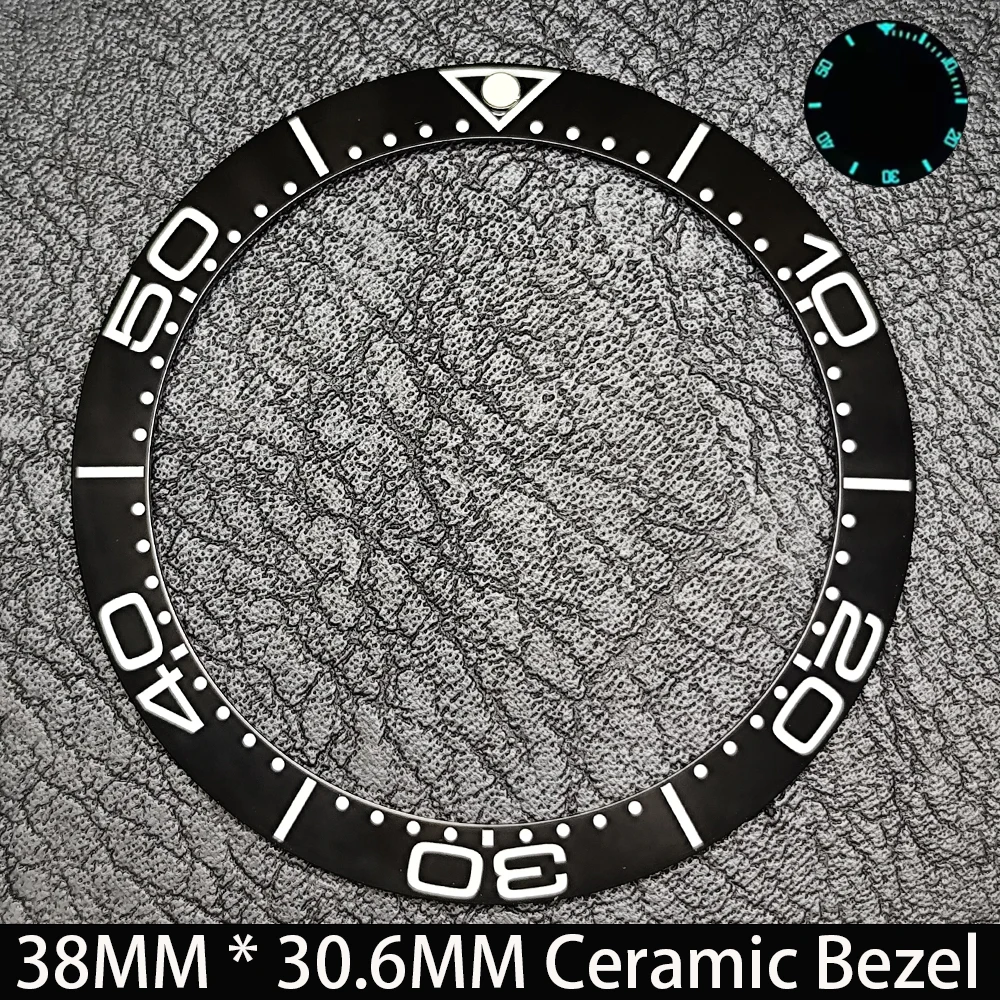 Schräge 38mm * 30,6mm Keramik/Aluminium Blau Leuchtende Lünette GMT und Taucheruhr-Einsatz Passend für 40mm Uhrengehäuse Ersatz-Uhrenteil – Detail 16