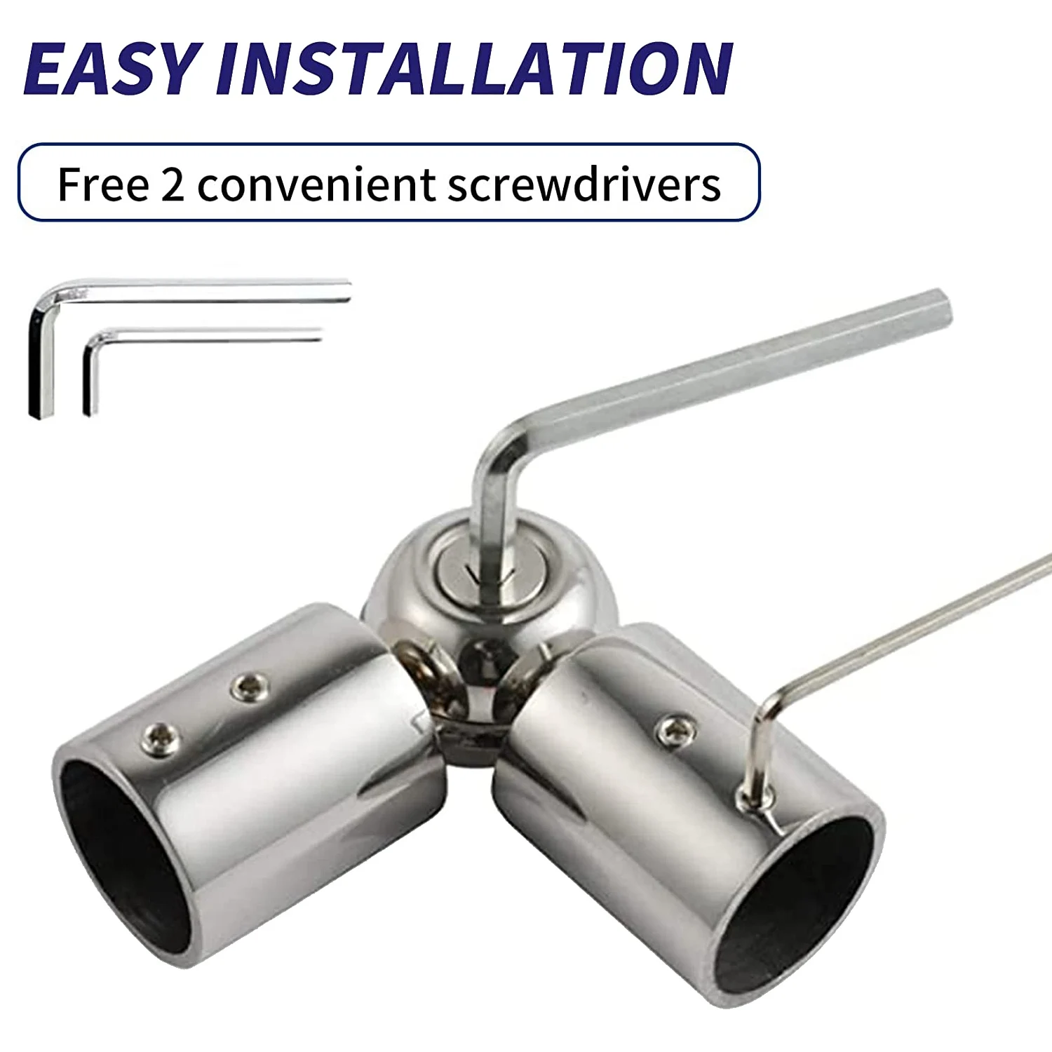 HLZS-2PCS Curtain Rods Corner Connector, Adjustable Curtain Rod Corner Connector For 1 Inch Bay Window Curtain Rods