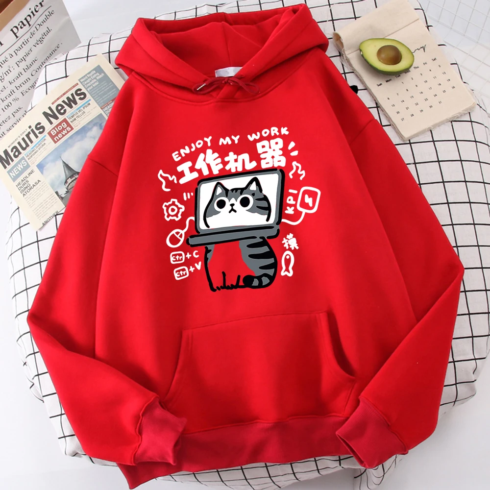 Cartoon Cat Is An Abstract Work Machine Mans Pullover Comfort Harajuku Wei Clothing Leisure Youth Hoody Youth Cartoon Clothing