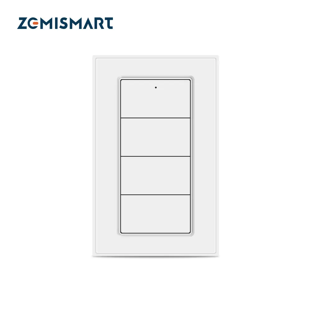 Беспроводной кнопочный переключатель Zemismart Tuya Zigbee 4 gang, портативный переключатель Smart Life, управление через приложение, питание от аккумулятора