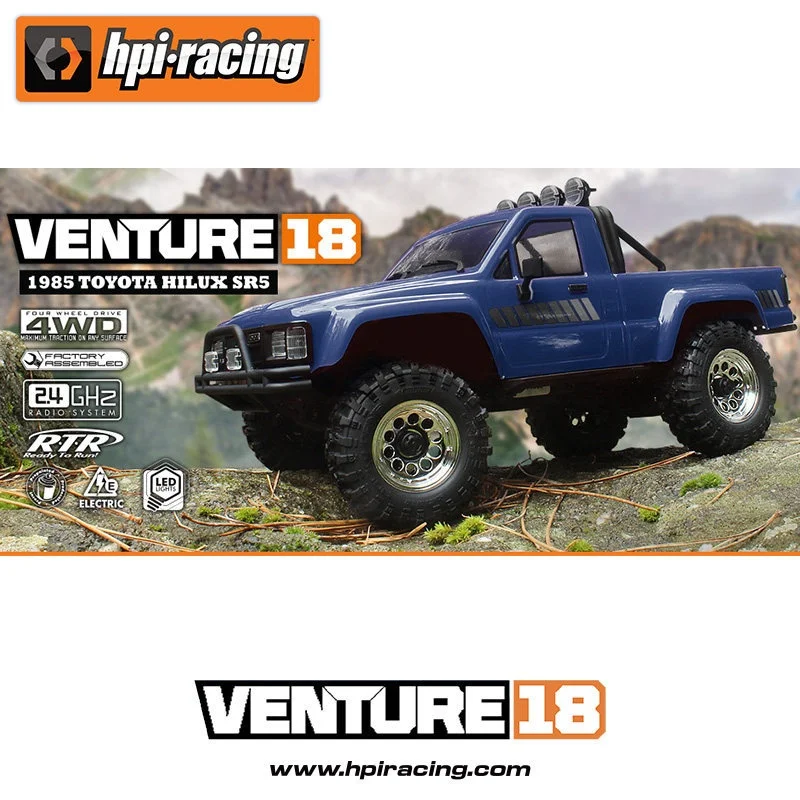 

HPI Venture 1/18 Scale Remote Control Brushless RC Car HAILUX SR5 4WD Off-Road Climbing Vehicle Simulation Toy for Ages 14+