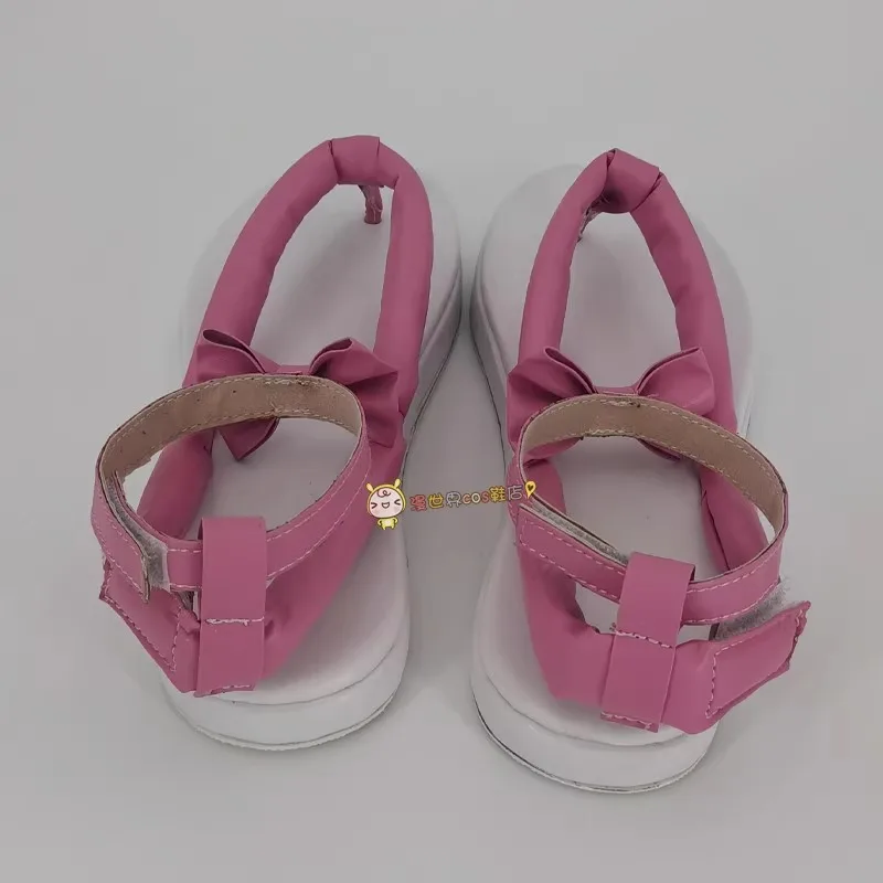 Demon slayer kimetsu no yaiba kanroji mitsuri cosplay sapatos feitos à mão sandálias rosa de couro falso